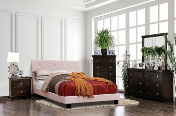 Velen 4Pc Bedroom Set CM7949PK in Blush Pink Flannelette [FABS-CM7949PK-Velen]