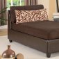 Chocolate Microfiber Modern Chaise Lounger w/Faux Leather Base