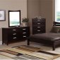 Contemporary Deep Cappuccino Finish Bedroom w/Slat Headboard Bed