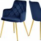 Salvatore Dining Chair 757 Set of 2 Navy Velvet Fabric Meridian