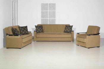 Brown Fabric Elegant Living Room w/Sleeper Sofa and Storage [MNSB-Mega]