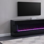 Vallerie TV Stand 710022 in Black by Coaster w/Visual Flame Box