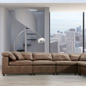 Audrey Sectional Sofa 55100 in Mocha Polished Microfiber by Acme