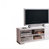 White High Gloss Finish Contemporary Tv Stand with Sliding Doors