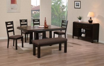 Walnut Finish Modern Dining Table w/Optional Items [ABCDS-6625]