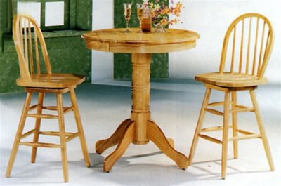 Natural Wood Finish Stylish Bar Table with Swivel Chairs