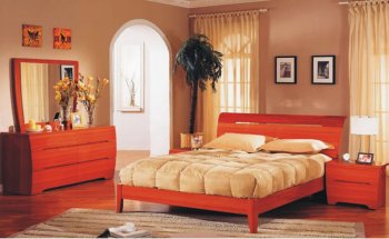 Two-Tone Cherry Finish Modern Bedroom Set [EFBS-APOLLO]