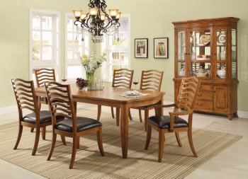 Oak Finish Transitional Style 5Pc Dining Set w/Optional Items [WDDS-30020]