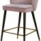 Cassie Counter Stool 793 Set of 2 Pink Velvet Fabric - Meridian