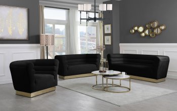 Bellini Sofa 669 in Black Velvet Fabric by Meridian w/Options [MRS-669 Bellini Black]