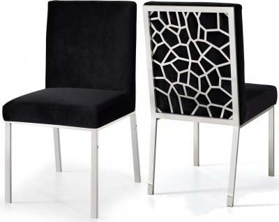 Opal Dining Chair 736 Set of 2 Black Velvet Fabric by Meridian