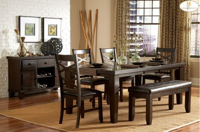 Hawn 2438-82 Dining Table by Homelegance in Espresso w/Options