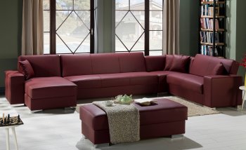 Kobe Santa Glory Burgundy Modular Sectional Sofa in PU- Istikbal [IKSS-Kobe Santa Glory Burgundy]