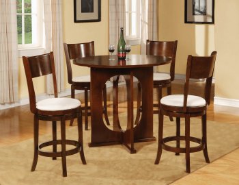 Brown Finish Round Top Modern 5Pc Counter Height Dining Set [WDDS-1234]