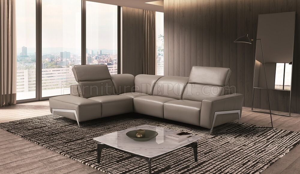 Ocean Power Reclining Sectional Sofa in Grey Leather by J&M