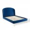 Mira Upholstered Platform Queen Bed in Navy Velvet by Modway