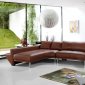 Jupiter Brown Leather Modern Sectional Sofa w/Chrome Legs