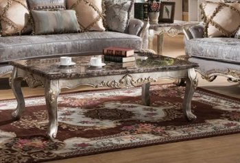 Oprah Traditional Coffee Table w/Marble Table Top & Options [ADCT-Oprah]