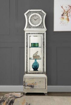 Noralie Grandfather Clock AC00350 in Mirror w/LED by Acme [AMGC-AC00350 Noralie]