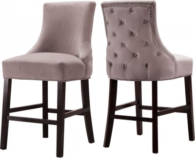 Hannah Counter Stool 775 Set of 2 Pink Velvet Fabric - Meridian