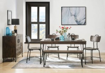 Garron Dining 5Pc Set 70735 in Walnut & Black Metal by Acme [AMDS-70735 Garron]