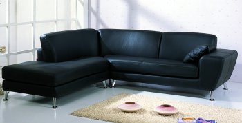 Black Top Grain Leather Upholstery Modern Sectional Sofa [BHSS-Julie-BL]