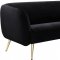 Harlow Sofa 685 in Black Velvet Fabric by Meridian w/Options