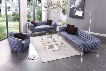 Catania Sofa Set 3Pc in Blue Leatherette by VIG [VGS-Catania Blue]