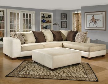 Ivory Fabric Modern Sectional Sofa w/Optional Ottoman [WDSS-3047]