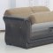 Fabric & Dark Vinyl Two-Tone Modern Sofa Bed w/Optional Items