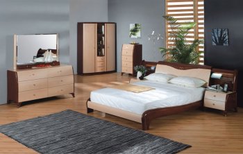 Maple And Cherry Finish Contemporary Bedroom Set [PKBS-P183B]