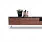 Julian TV Stand in Walnut by J&M w/Black Glass Top