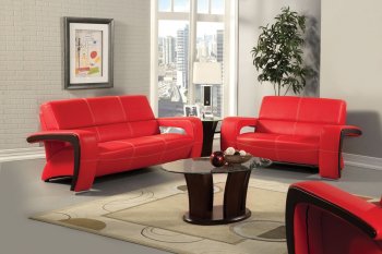 SM6012 Enez Sofa in Red Leatherette w/Options [FAS-SM6012 Enez Red & Black]