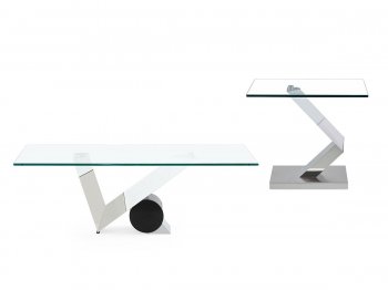 T987 Coffee Table & 2 End Tables Set by Global in Chrome [GFCT-T987]