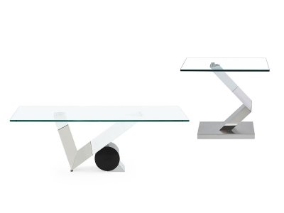 T987 Coffee Table & 2 End Tables Set by Global in Chrome