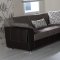 Brown Fabric & Leatherette Base Convertible Sectional Sofa Bed