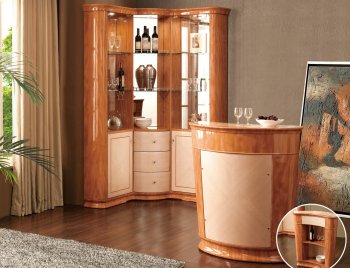 CU33 Corner Curio w/Optional BAR33 Bar Unit Two-Tone by Pantek [PKBF-CU33-BAR33]