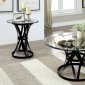 Oviola 3Pc Coffee & End Table Set CM4849 in Black & Glass