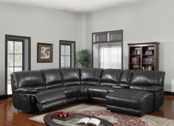 U1953 6pc Motion Sectional Sofa Black Bonded Leather by Global [GFSS-U1953 Black]