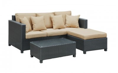 Urban Patio Sofa 3Pc Set in Brown/Tan by Modway