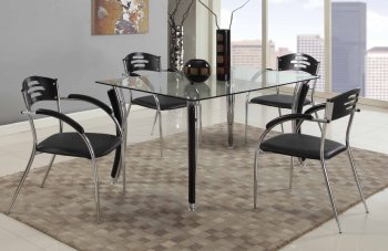 Rectangular Glass Top Modern 5Pc Dining Set w/Steel Base [CYDS-YOLANDA-DT]