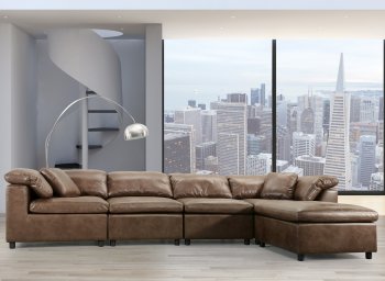 Audrey Sectional Sofa 55100 in Mocha Polished Microfiber by Acme [AMSS-55100-Audrey]