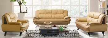 Beige & Brown Two-Tone Leather Modern 405 Sofa by ESF w/Options [EFS-405 Beige Brown]