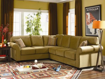 Tan or Olive Velvet Contemporary Sectional Sofa w/Rolled Arms [HLSS-U442]