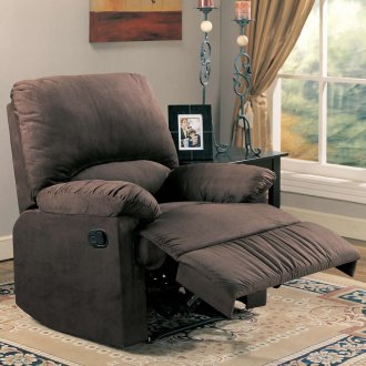 Chocolate Fabric Modern Recliner Chair w/Pillow Arms