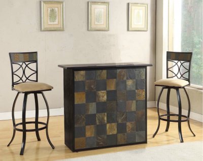 Pansy Bar Table 72660 in Black w/ Stone Inlay by Acme w/Options