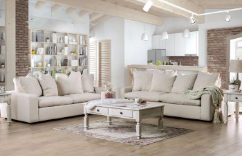 Acmar Sofa SM9103 in Cream Linen-Like Fabric w/Options [FAS-SM9103-Acmar Cream]