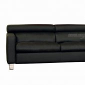 Black Leather Sectional Sofa with Tufted Sides