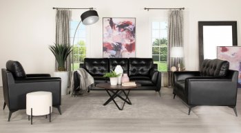 Moira Sofa 511131 in Black Leatherette by Coaster w/Options [CRS-511131 Moira]