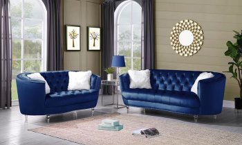 FD172 Sofa & Loveseat Set in Blue Velvet by FDF [FDS-FD172 Blue]